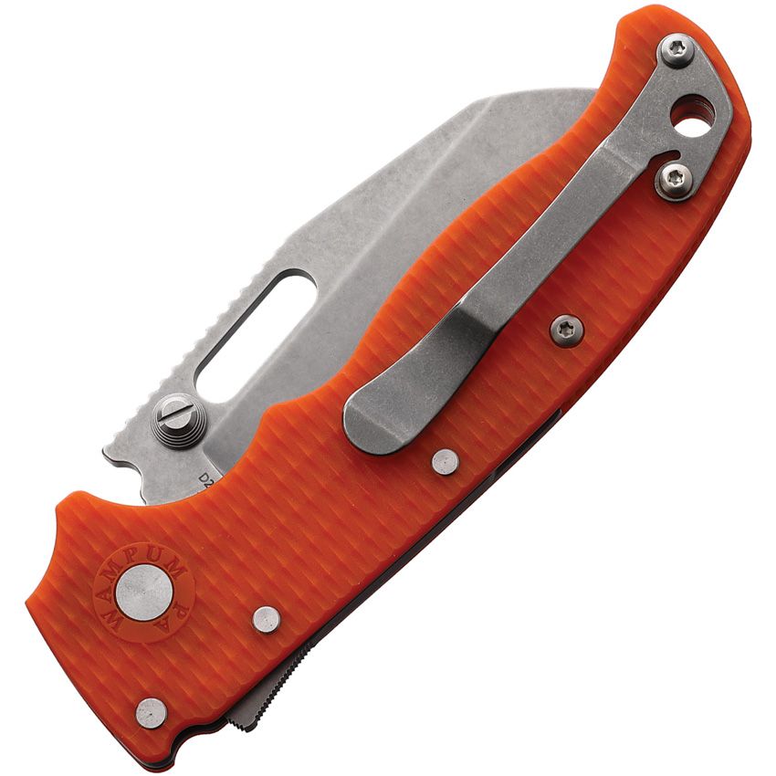 DEMKO DEMAD205F26 AD 20.5 SHARK LOCK SHARK FOOT BLADE D2 STEEL ORANGE G10 HANDLE FOLDING KNIFE.