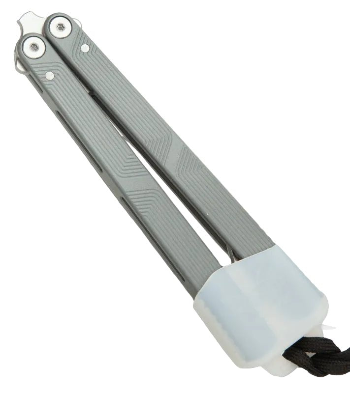 FLYTANIUM ZENITH 2.0 BALISONG TRAINER FLY1385GGB – BLACK COATED HARDENED BLADE – ULTRA VIOLET ALUMINUM HANDLE