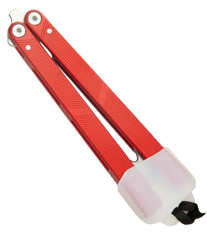 FLYTANIUM ZENITH 2.0 TRAINER FLY1385LRS - STONEWASHED BLADE – LAVA RED ALUMINUM HANDLES – MADE IN CHINA - SRK KNIVES AND SPORTS INC