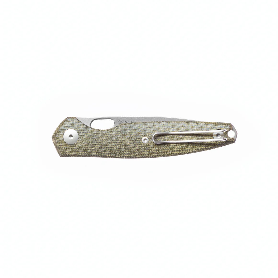 GIANTMOUSE ACE REO – STONEWASH CPM MAGNACUT BLADE – GREEN CANVAS MICARTA HANDLE – LINER LOCK – MADE IN ITALY