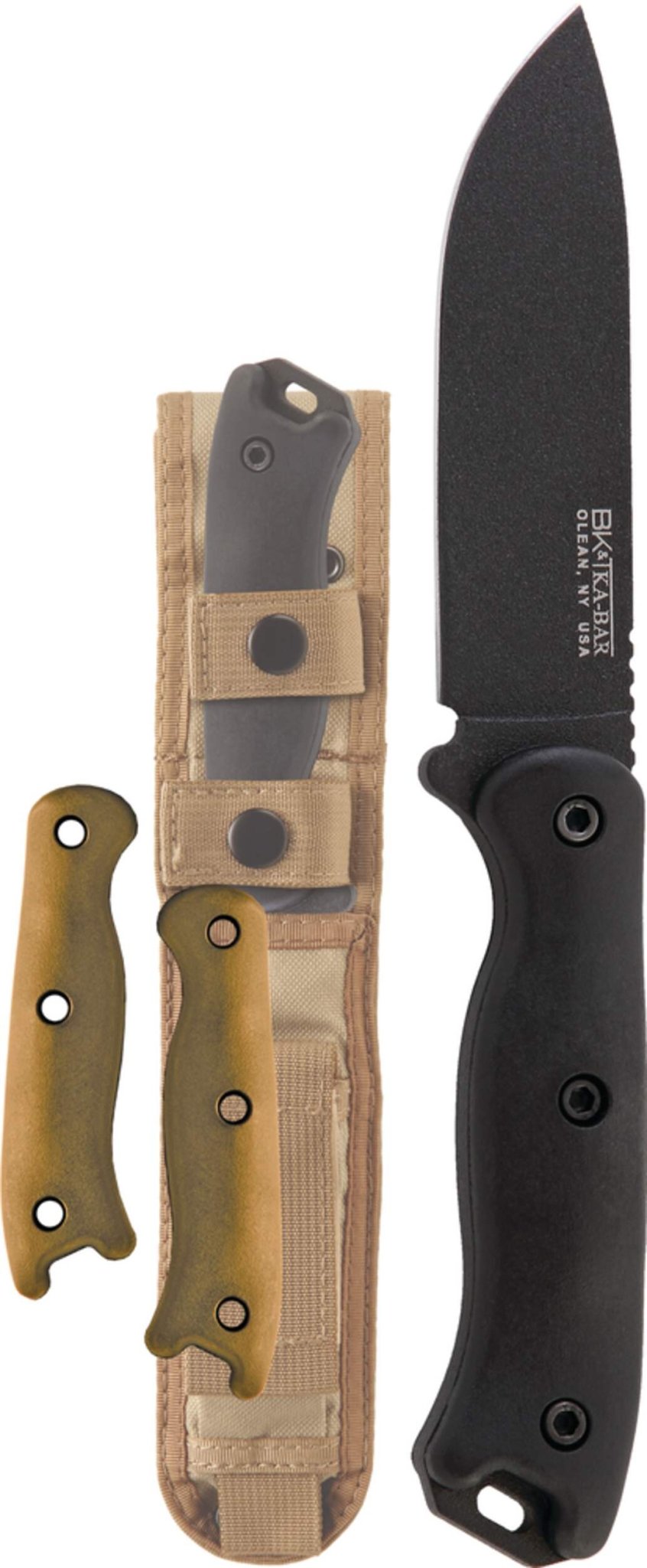 KA‑BAR BECKER SHORT DROP POINT – MODEL BK16 – 4.38" 1095 CRO‑VAN DROP POINT BLADE – INTERCHANGEABLE ZYTEL HANDLES – MADE IN USA - SRK KNIVES AND SPORTS INC