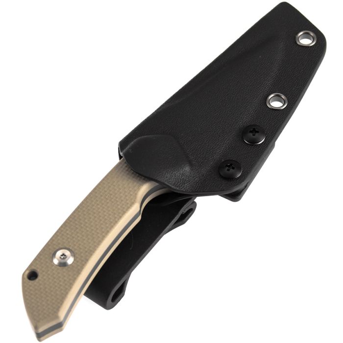 KANSEPT KNIVES FENRIR FIXED BLADE KNIFE 2.87" D2 GRAY TINI HARPOON BLADE, LIGHT SAND G10 HANDLES - G3034A4 - S&R Knives Inc.