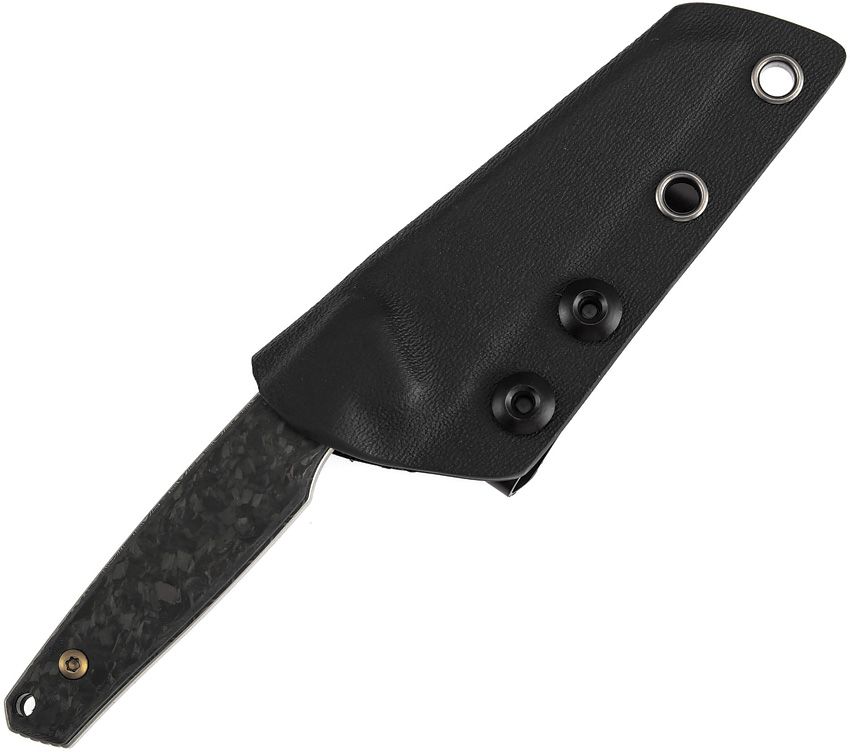 KANSEPT KNIVES G011A4 PARR DAMASCUS STEEL CF HANDLE SHEEPSFOOT FIXED BLADE KNIFE W/SHEATH.