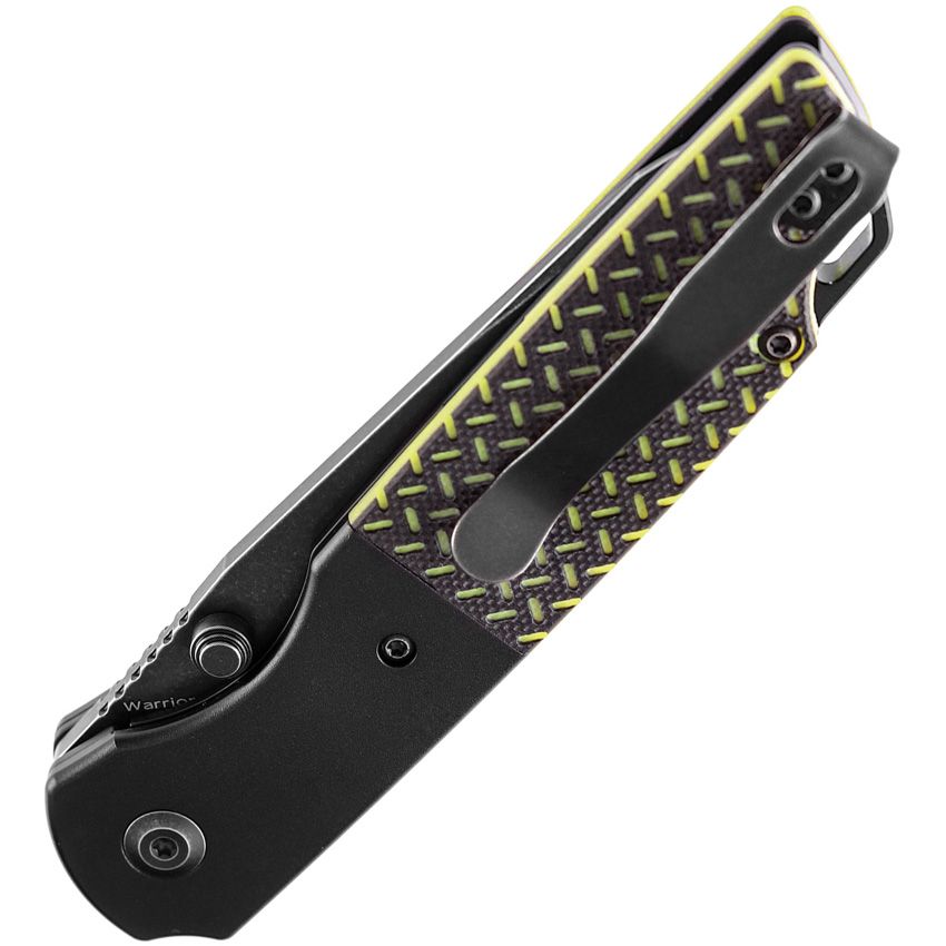 KANSEPT WARRIOR LINERLOCK – BLACK TiNi D2 TANTO BLADE – BLACK/GREEN G10 HANDLE WITH ALUMINUM BOLSTERS – KT1005T2 – MADE IN CHINA