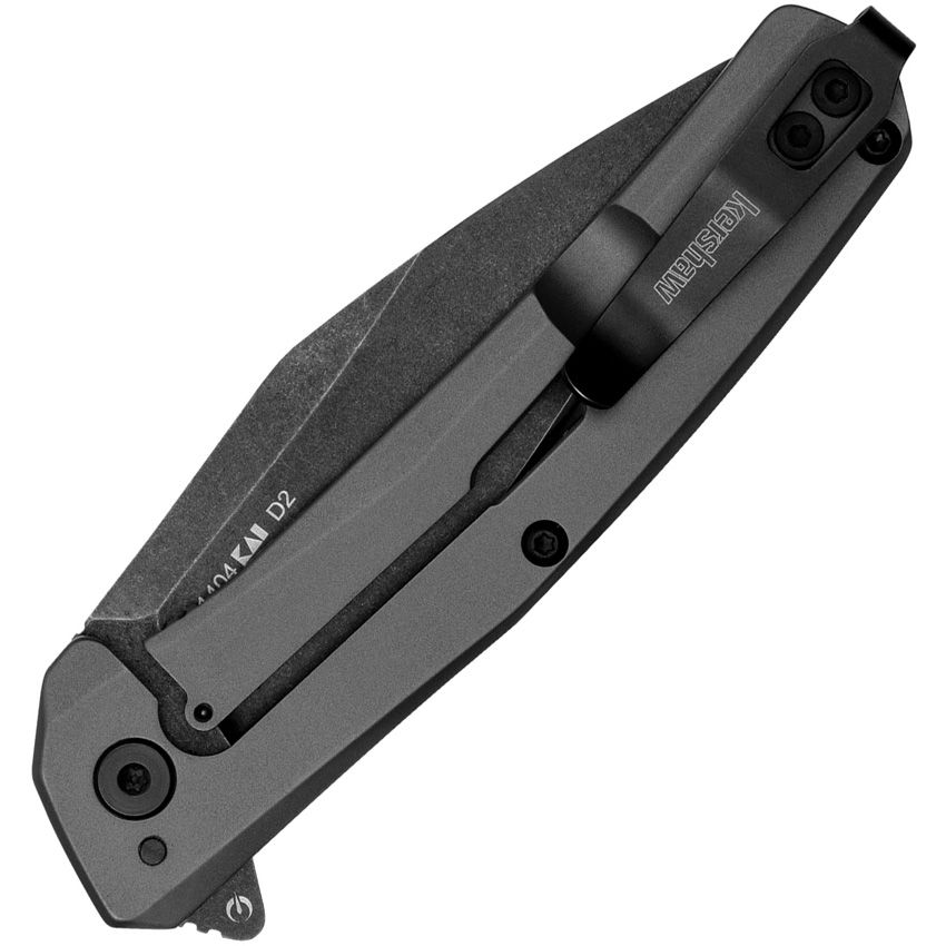 KERSHAW FLYBY 1404 – BLACKWASH D2 MODIFIED WHARNCLIFFE BLADE – GRAY PVD STAINLESS HANDLE – MADE IN CHINA