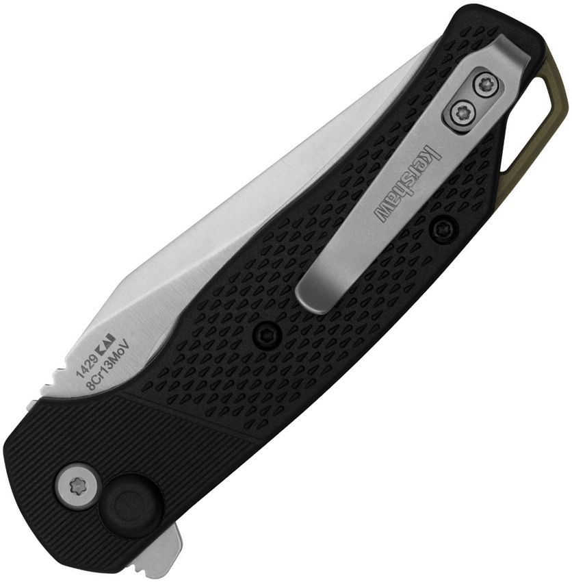 KERSHAW RUNOFF 1429 – SATIN 8Cr13MoV CLIP POINT BLADE – BLACK GLASS‑FILLED NYLON HANDLE – MADE IN CHINA