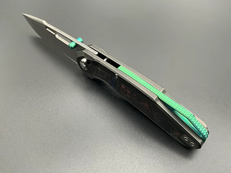 KETUO TRIAD KETM0134 – SATIN BOHLER M390 TANTO BLADE – GRAY STONEWASH TITANIUM HANDLE WITH BLACK &amp; PURPLE CARBON FIBER INLAY – MADE IN CHINA - S&R Knives Inc.
