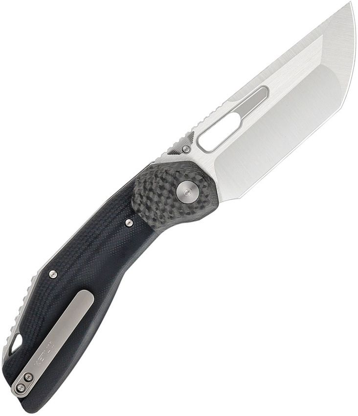 KETUO YAKUZA LINER LOCK KETM059 – SATIN 14C28N TANTO BLADE – BLACK G10 HANDLE WITH CARBON FIBER BOLSTERS – MADE IN CHINA - S&R Knives Inc.