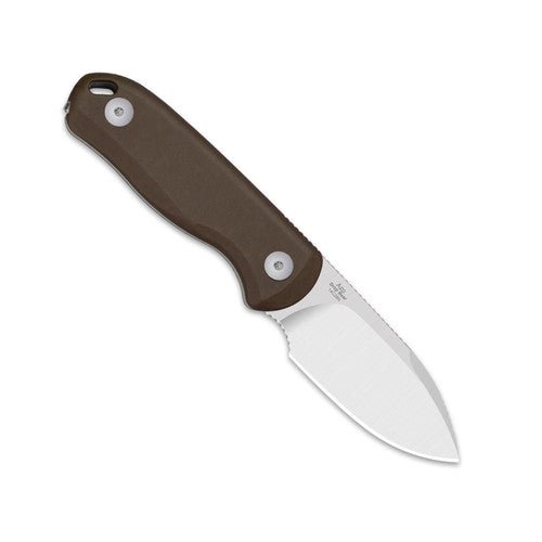 KIZER DROP BEAR FIXED BLADE 1094A2 – SATIN 14C28N DROP POINT BLADE – BROWN NORPLEX ULTREX MICARTA HANDLE – DESIGNED BY AZO – MADE IN CHINA
