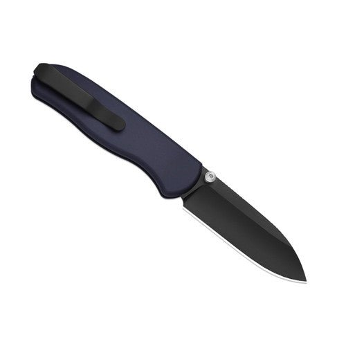 KIZER DROP BEAR ZERO KI3619BDA2 – MATTE BLACK DLC M390 DROP POINT BLADE – DARK BLUE ALUMINUM HANDLE – DESIGNED BY AZO – MADE IN CHINA