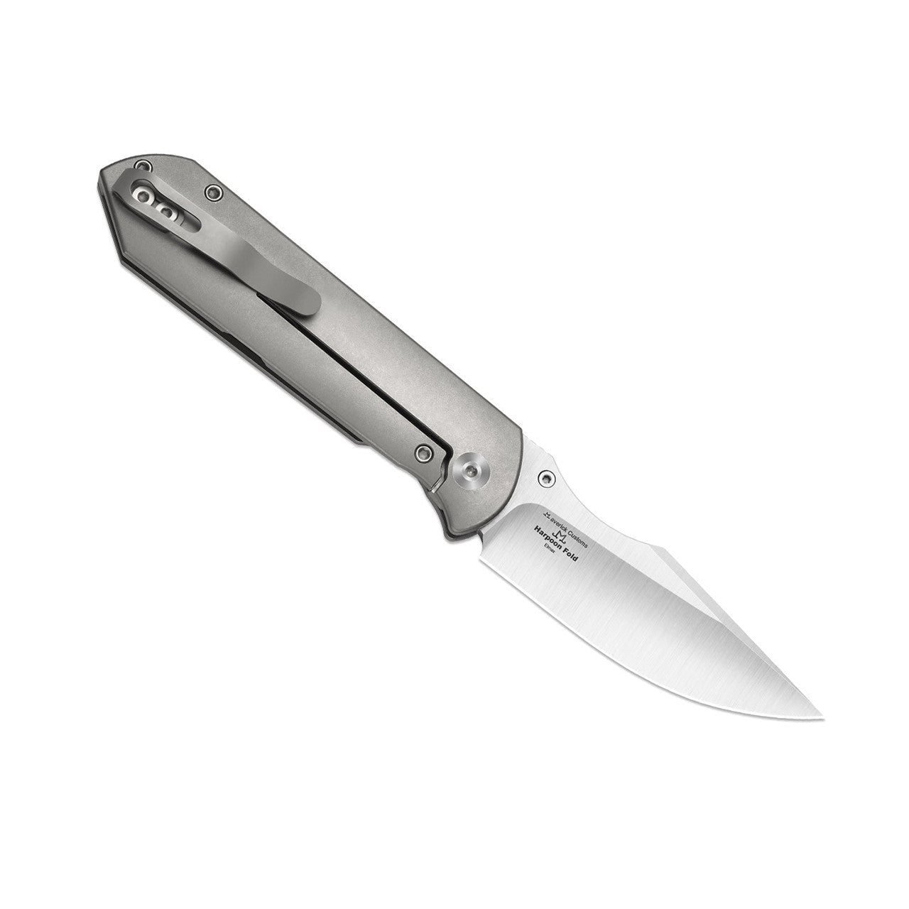KIZER HARPOON KI4784A2 – SATIN ELMAX HARPOON BLADE – GRAY/BLACK MICARTA & TITANIUM HANDLE – MADE IN CHINA