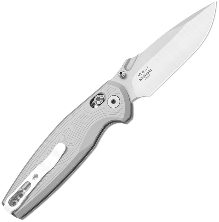 KIZER KHAMSIN CLUTCH LOCK V3791A3 – SATIN NITRO-V DROP POINT BLADE – SILVER MACHINED ALUMINUM HANDLE – MADE IN CHINA