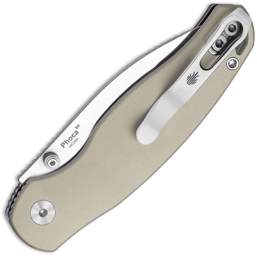 KIZER PHOCA BD V3781BDA2 – SATIN 14C28N DROP POINT BLADE – SAND ALUMINUM HANDLE – MADE IN CHINA