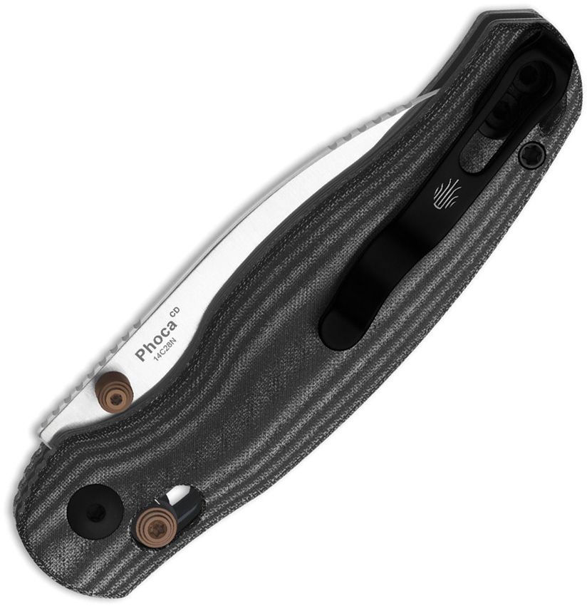 KIZER PHOCA CD V3781CDA1 – SATIN 14C28N DROP POINT BLADE – BLACK NORPLEX ULTREX MICARTA HANDLE – MADE IN CHINA