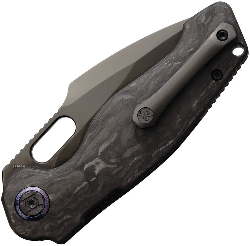 KUNWU KNIVES KUNB712CF4 GRINGO VERTA LOCK DLC CF HANDLE ELMAX STEEL FOLDING KNIFE.