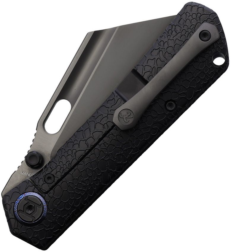 KUNWU KUNK711TR2TM COCHISE – BLACK DLC COATED BLADE – HONEYDEW TEXTURE TITANIUM HANDLE WITH TIMASCUS INLAY – FRAMELOCK – MADE IN CHINA