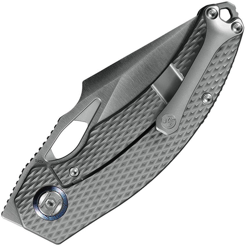 KUNWU KNIVES POON PADRE FRAMELOCK KUNK706TOT1A – SATIN CPM S90V TANTO BLADE – DIAMOND TEXTURE TITANIUM HANDLE – MADE IN CHINA - SRK KNIVES AND SPORTS INC