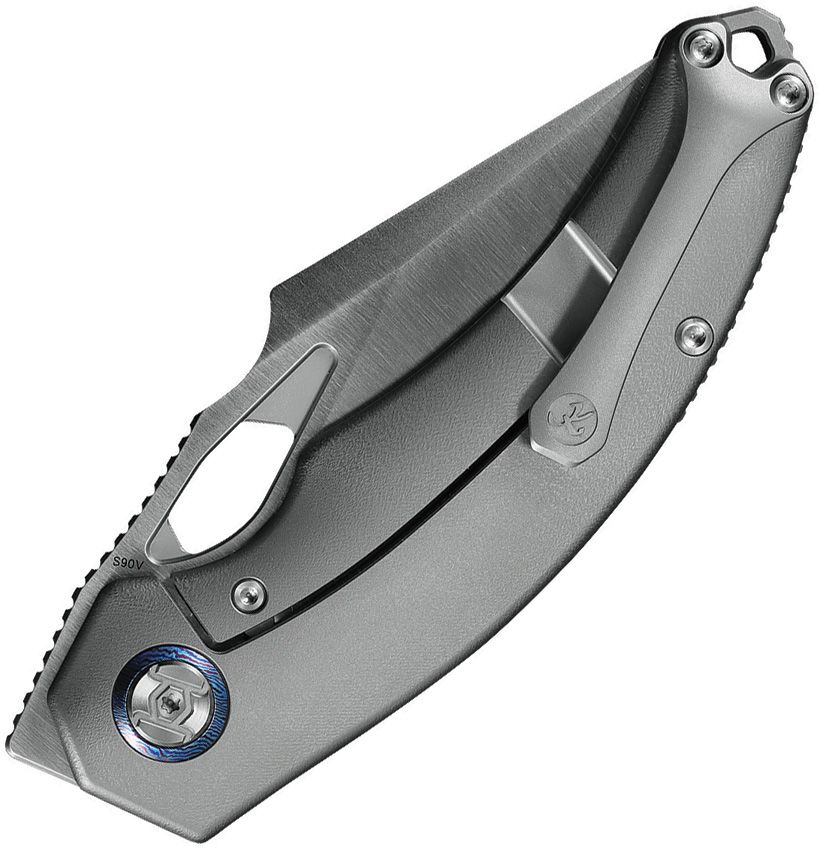 KUNWU KNIVES POON PADRE FRAMELOCK KUNK706TOT2A – SATIN CPM S90V TANTO BLADE – ORANGE PEEL TITANIUM HANDLE – MADE IN CHINA - SRK KNIVES AND SPORTS INC