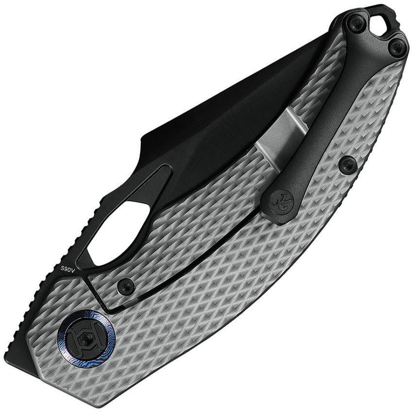 KUNWU KNIVES POON PADRE FRAMELOCK KUNK706TOT3 – BLACK DLC S90V TANTO BLADE – DIAMOND TEXTURE TITANIUM HANDLE – MADE IN CHINA - SRK KNIVES AND SPORTS INC