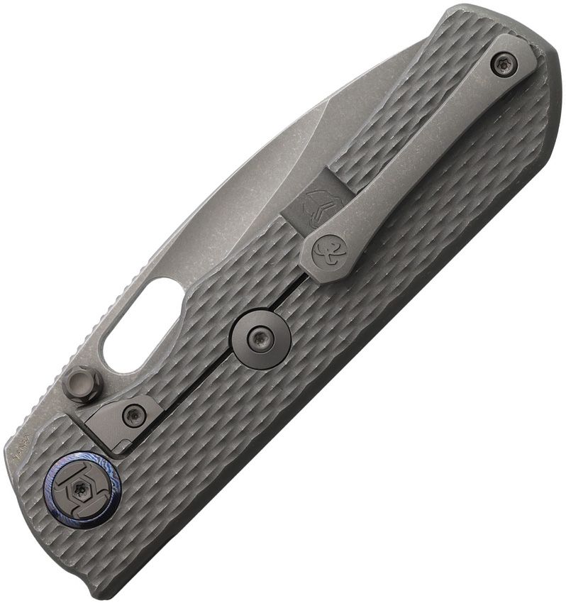 KUNWU EXCALIBUR KUNK709T1 – STONEWASH VANAX DROP POINT BLADE – DIAMOND‑TEXTURED TITANIUM HANDLE – MADE IN CHINA