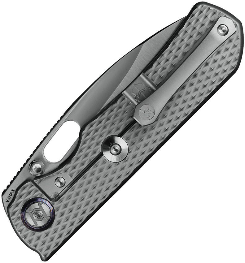 KUNWU EXCALIBUR KUNK709T2 – SATIN VANAX DROP POINT BLADE – TI FRAMELOCK – DIAMOND‑TEXTURED BEAD‑BLASTED TITANIUM HANDLE – MADE IN CHINA
