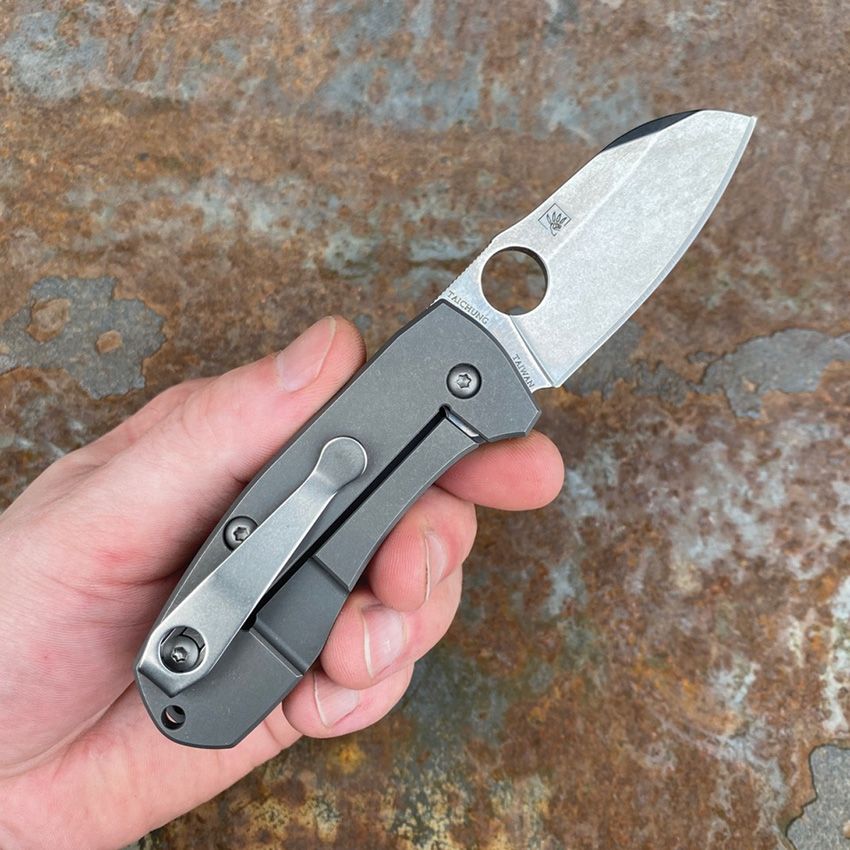 LYNCH NORTHWEST SPYDERCO WIRE CLIP REPLACEMENT LNWRSDSW – STANDARD SIZE – STONEWASH TITANIUM CONSTRUCTION – MADE IN THE USA