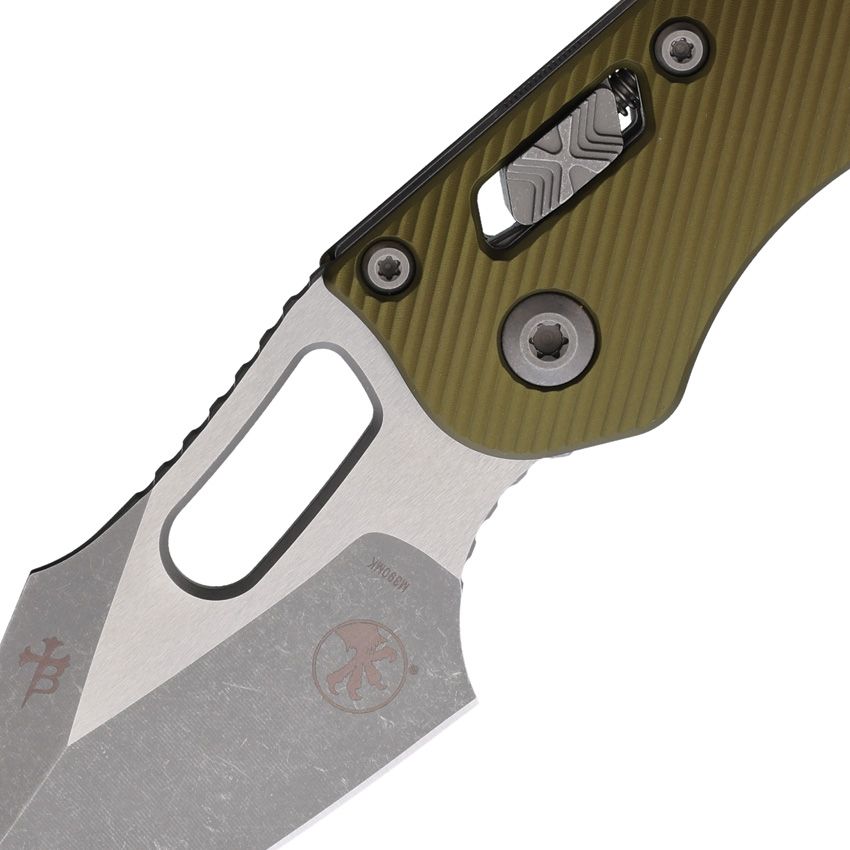 MICROTECH STITCH S/E RAM LOK MCT16666 – APOCALYPTIC M390MK BLADE – FLUTED OD GREEN ALUMINUM HANDLE – MADE IN USA