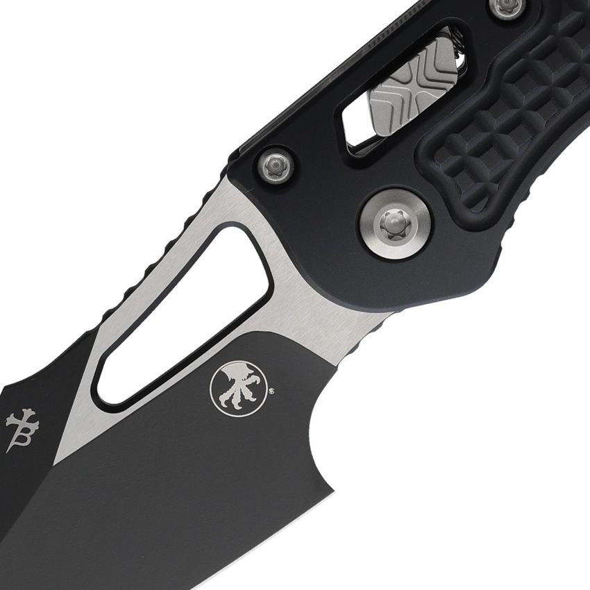MICROTECH MCT169MRL1FR M-STITCH MINI STITCH M390MK STEEL BLACK FRAG HANDLE FOLDING KNIFE. - SRK KNIVES AND SPORTS INC