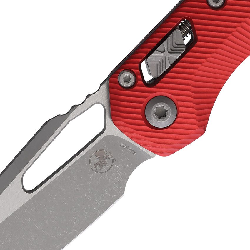 MICROTECH MSI RAM‑LOK MCT21010APFLRD – APOCALYPTIC M390MK SHEEPSFOOT BLADE – RED FLUTED ALUMINUM HANDLE – MADE IN USA