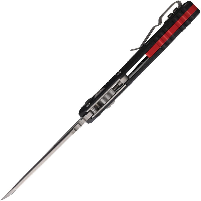 MICROTECH MSI RAM-LOK MCT210T10PMBKA5 FOLDING KNIFE – M390MK SHEEPSFOOT BLADE – RAM-LOK – BLACK POLYMER HANDLE RED BACKSPACER FOLDING KNIFE– MADE IN USA - S&R Knives Inc.
