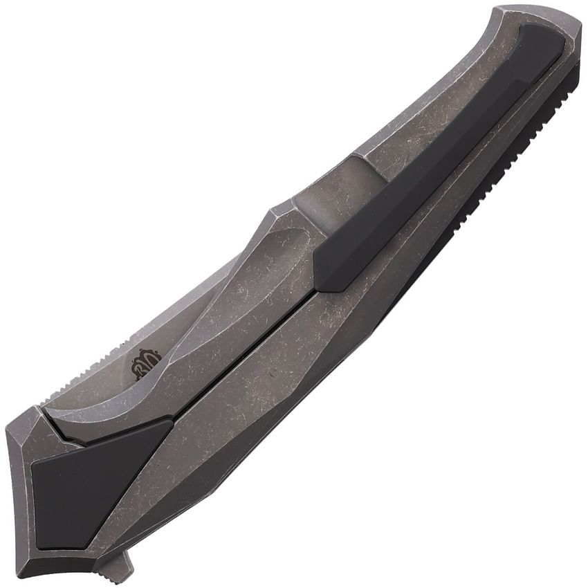 POIKILO BLADE RHINO PKBRHINO1 – STONEWASH M398 TANTO BLADE – BLACK STONEWASH TITANIUM HANDLE – MADE IN CHINA