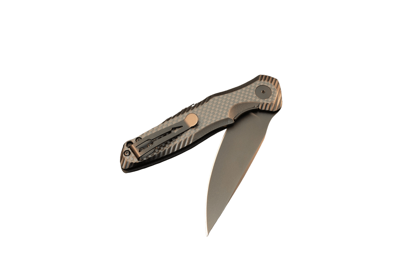 SPARTAN POROS FLIPPER SFBL11CF — 154CM BLADE, CARBON FIBER/G10 COMPOSITE HANDLE, LINER LOCK — MADE IN USA