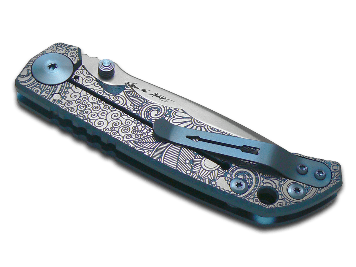 SPARTAN BLADES SF5PAISLEY SHF TI HANDLE SPECIAL EDITION CPM-MAGNACUT SPARTAN HARSEY BLUE PAISLEY FOLDING KNIFE. - S&R Knives Inc.