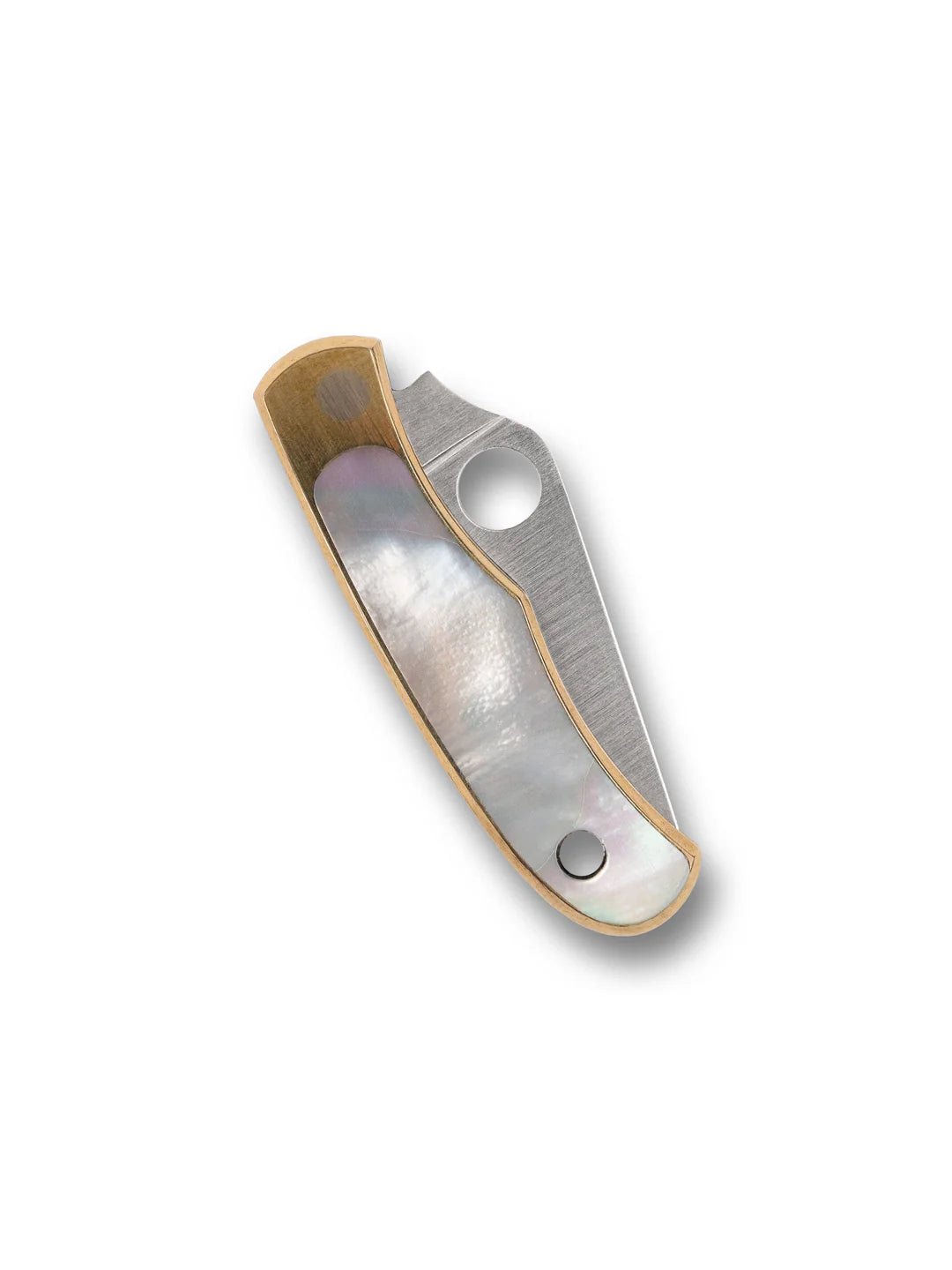 SPYDERCO BUG C133AP – SATIN 12C27 BLADE – NICKEL SILVER HANDLE WITH ABALONE INLAYS – MADE IN CHINA