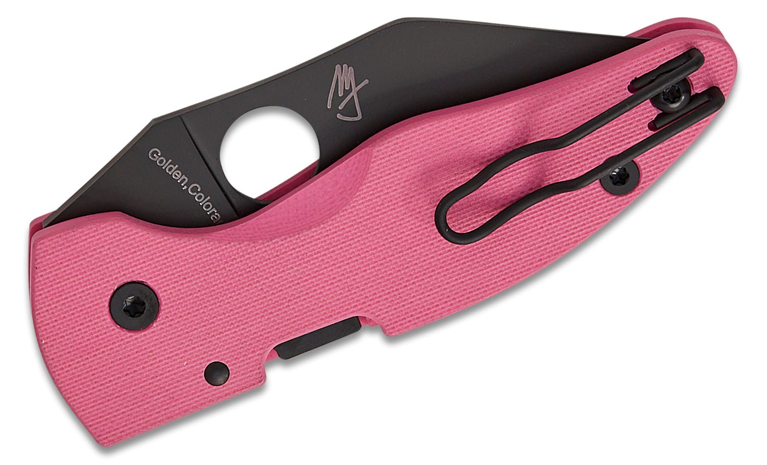 SPYDERCO C264GPNBKP MICROJIMBO – CPM® S30V® BLACK DLC BLADE – PINK G10 HANDLE – COMPRESSION LOCK – MADE IN USA