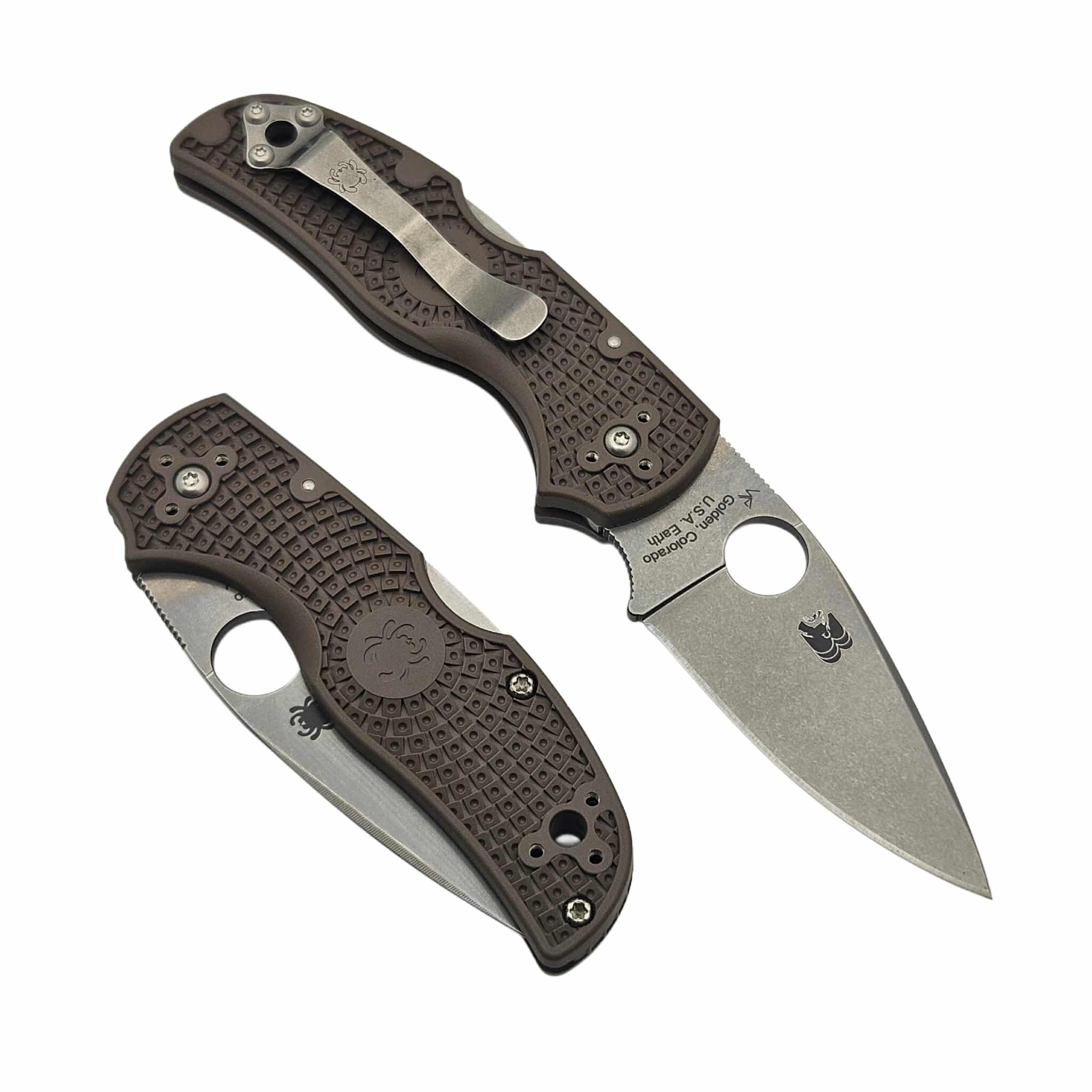 SPYDERCO NATIVE 5 C41PBN15V5 LIGHTWEIGHT – CPM 15V STONEWASH BLADE – BROWN FRN HANDLE – LOCKBACK – MADE IN USA