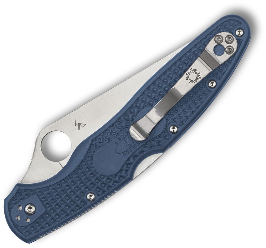 SPYDERCO POLICE 4 C07PCBL4 LIGHTWEIGHT LOCKBACK – SATIN CPM-SPY27 DROP POINT BLADE – COBALT BLUE FRN HANDLE – MADE IN JAPAN
