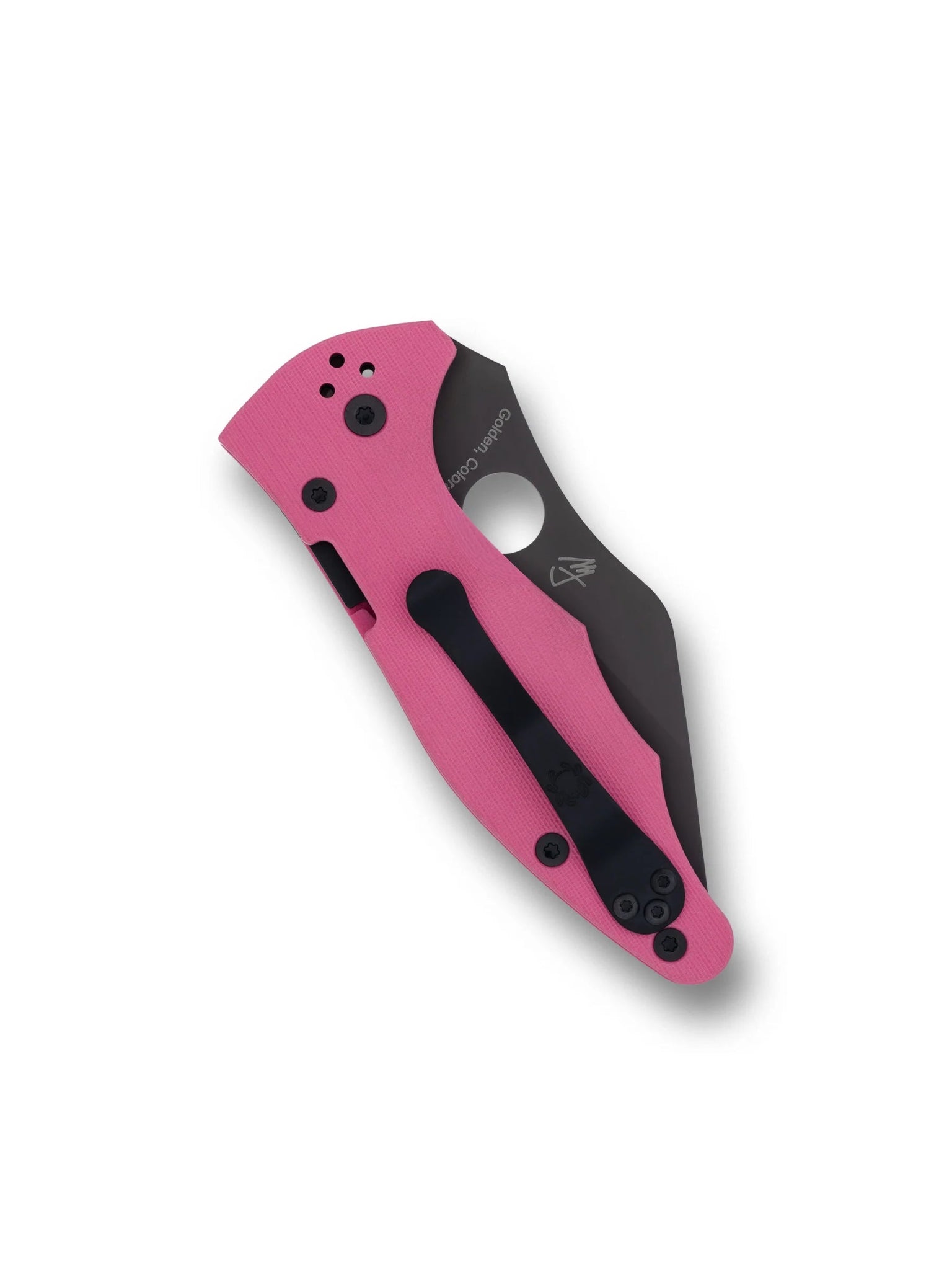 SPYDERCO YOJIMBO 2 COMPRESSION LOCK – BLACK CPM-S30V WHARNCLIFFE BLADE – PINK G10 HANDLE – C85GPNBKP2 – MADE IN USA