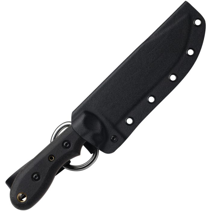 TOPS KNIVES BADGER CREEK FIXED BLADE KNIFE 6" N690CO TUMBLED CLIP POINT BLADE, BLACK/TAN CANVAS MICARTA HANDLES, KYDEX SHEATH - BRCK-01 - S&R Knives Inc.