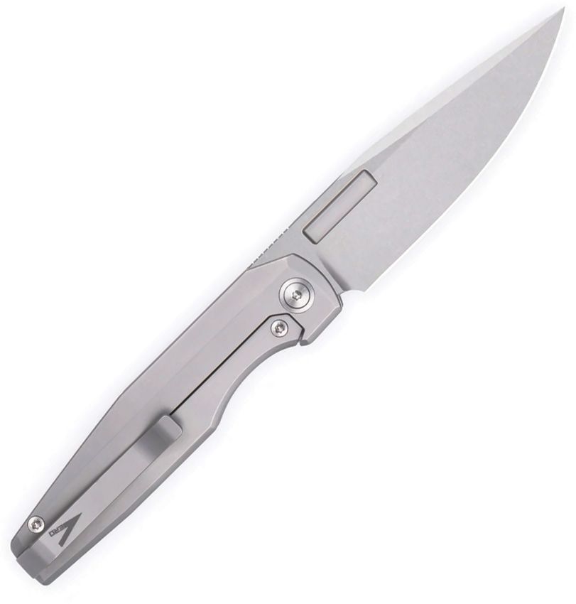 VERO ENGINEERING LUX MINI FRAMELOCK FLIPPER – BELT SATIN M390 BLADE – BEAD BLAST TITANIUM HANDLE – VROLUST – MADE IN CHINA