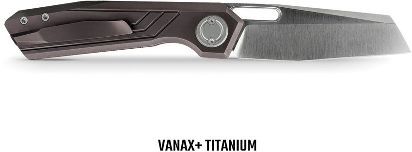 VOSTEED XENO A3804 – SATIN VANAX REVERSE TANTO BLADE – DARK REDDISH PURPLE TITANIUM HANDLE – MADE IN CHINA