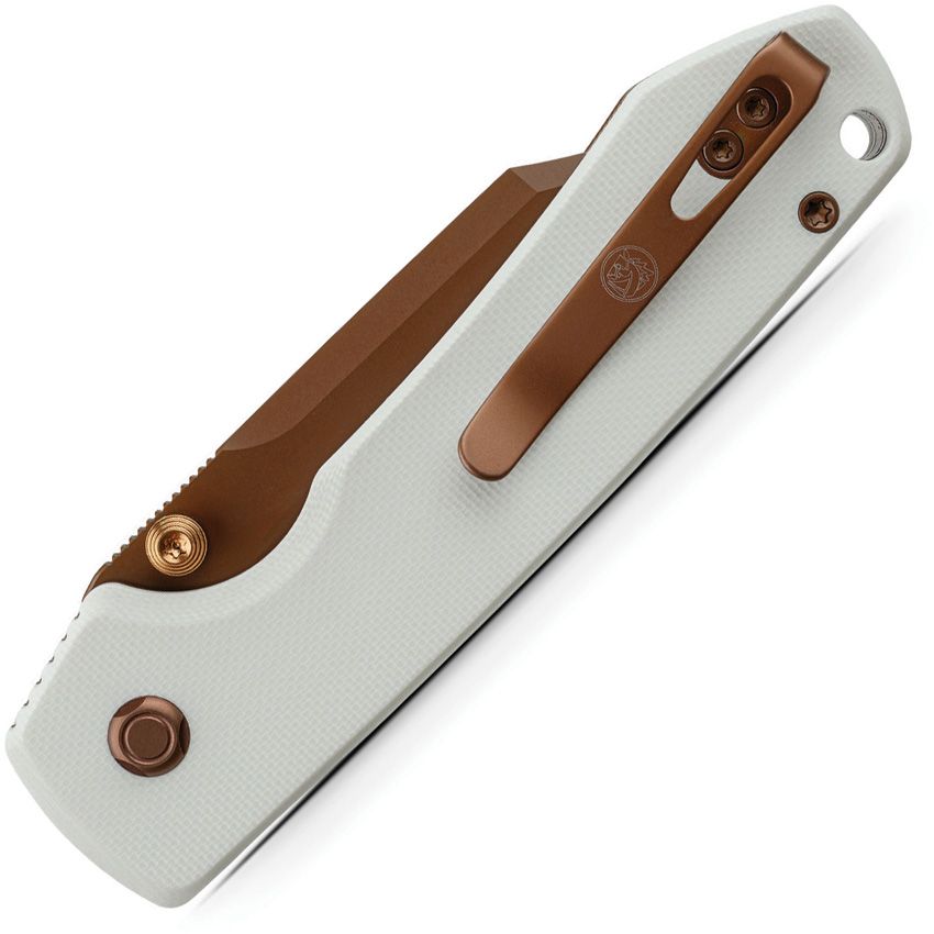VOSTEED RACCOON 2.0 BUTTON LOCK A2925 – COPPER DUNES 14C28N BOWIE – WHITE G10 – MADE IN CHINA