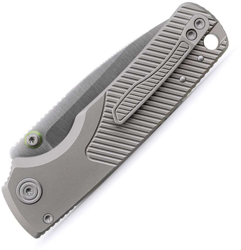VOSTEED PORCUPINE TISLIM A4801 – SATIN 154CM DROP POINT BLADE – GRAY MACHINED TITANIUM HANDLE – MADE IN CHINA