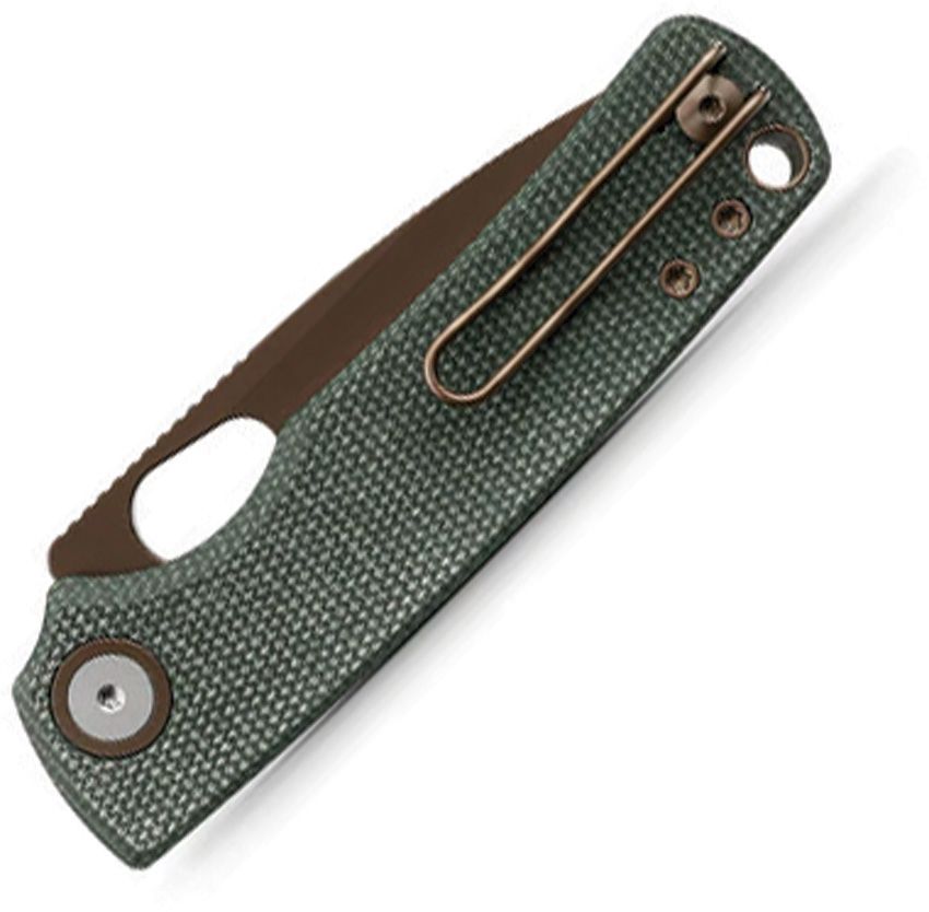 VOSTEED PORCUPINE A2609 – COPPER DUNE 14C28N DROP POINT BLADE – GREEN MICARTA HANDLE – MADE IN CHINA