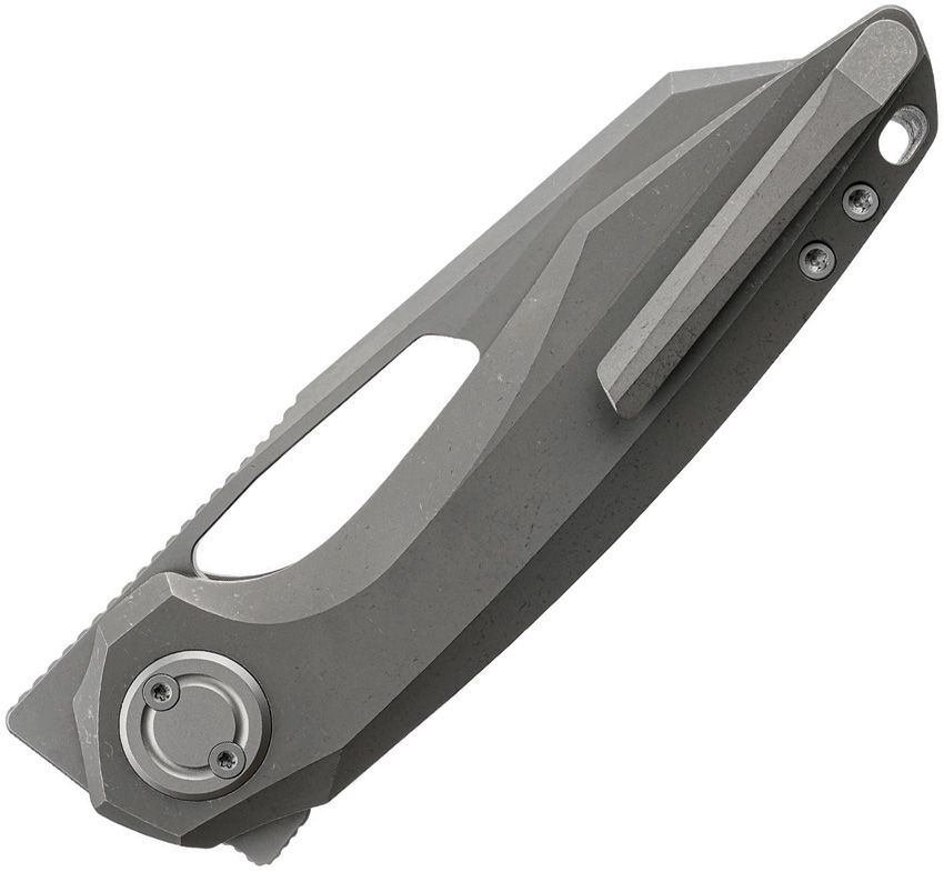 VOSTEED THUNDERBEAST – ACID WASH M390 REVERSE TANTO BLADE – DIM GRAY TITANIUM HANDLE – MADE IN CHINA