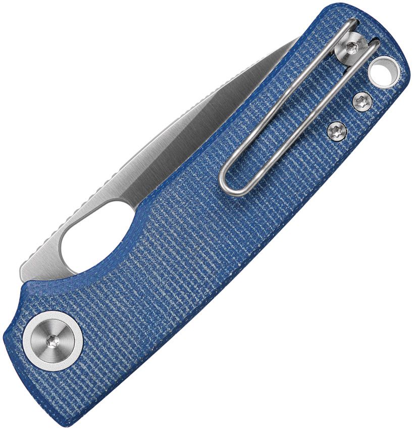 VOSTEED PORCUPINE A2605 TOP LINERLOCK – SATIN 14C28N DROP POINT BLADE – BLUE CANVAS MICARTA HANDLE – MADE IN CHINA