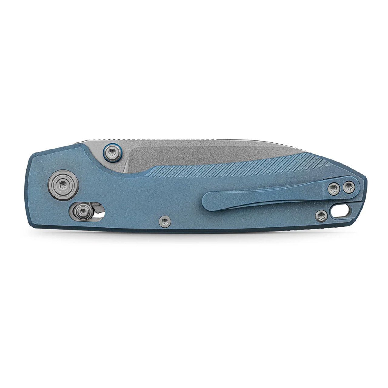 VOSTEED RACCOON TISLIM VOSA4502 – STONEWASH 154CM DROP POINT BLADE – BLUE TITANIUM HANDLE – CROSSBAR LOCK – A4502- MADE IN CHINA