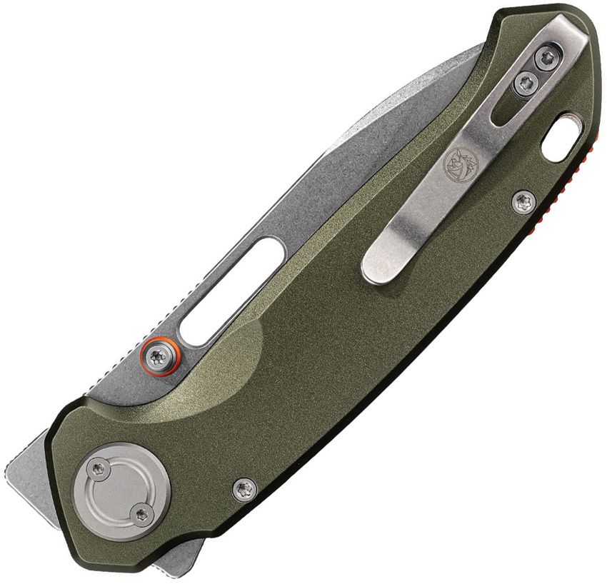 VOSTEED ZANDER VANCHOR LOCK A4602 – STONEWASH CPM-S35VN DROP POINT BLADE – OLIVE GREEN ALUMINUM HANDLE – MADE IN CHINA - S&R Knives Inc.