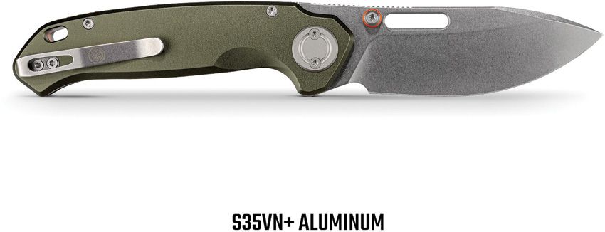 VOSTEED ZANDER VANCHOR LOCK A4602 – STONEWASH CPM-S35VN DROP POINT BLADE – OLIVE GREEN ALUMINUM HANDLE – MADE IN CHINA - S&R Knives Inc.