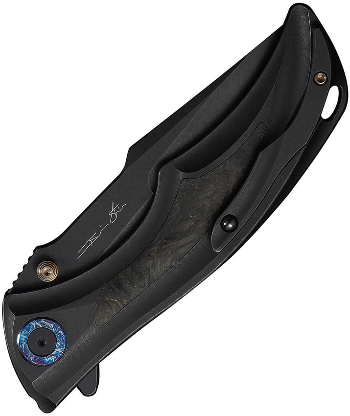 WE KNIFE TIGHE DOWN WE24054B-1 — BRIAN TIGHE DESIGN, M390 BLADE, INTEGRAL TITANIUM HANDLE W/ CARBON FIBER INLAYS – MADE IN CHINA